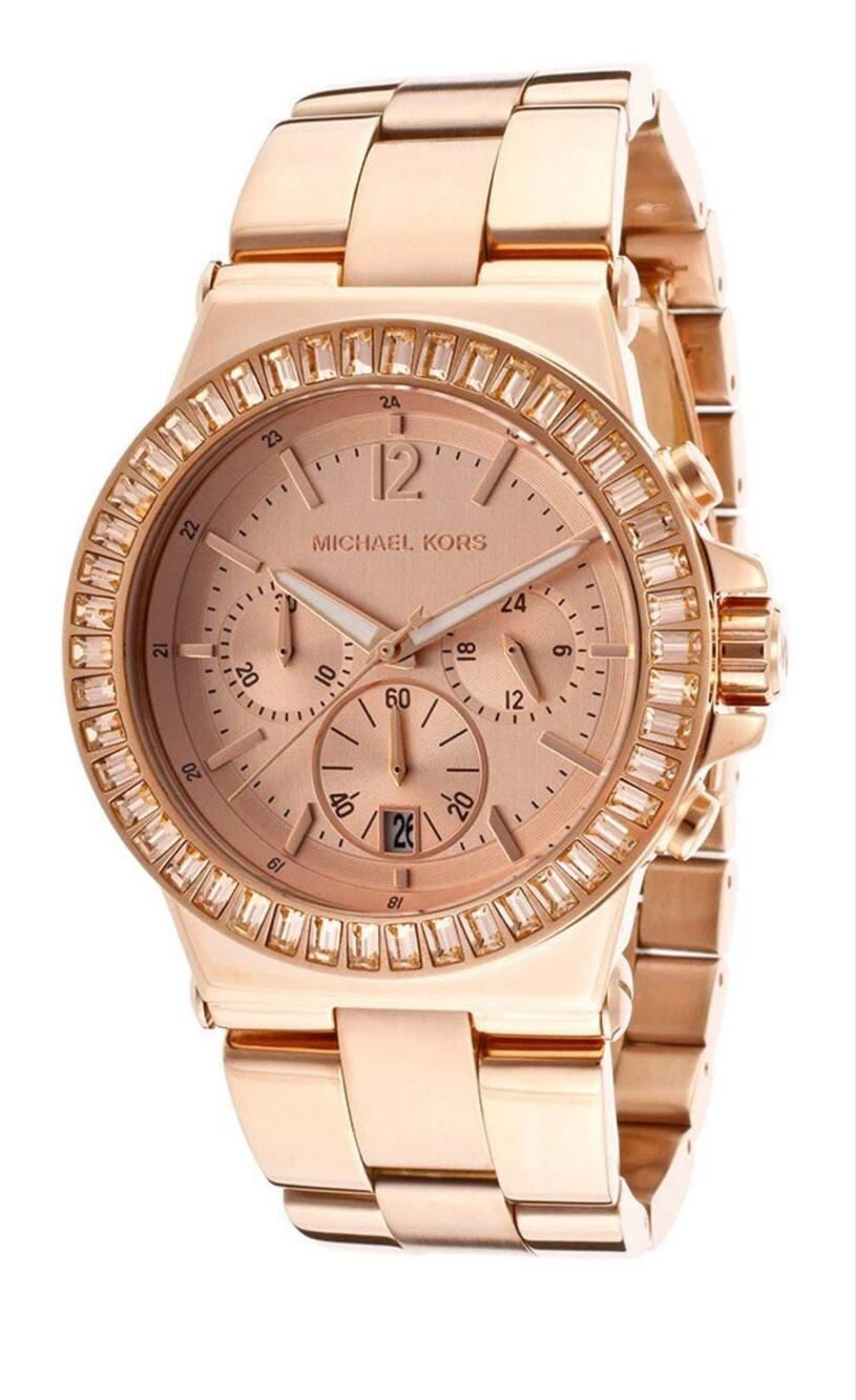 NEW MICHAEL KORS DYLAN ROSE GOLD TONE+CHRONO DIAL+CRYSTAL,DATE WATCH MK5412